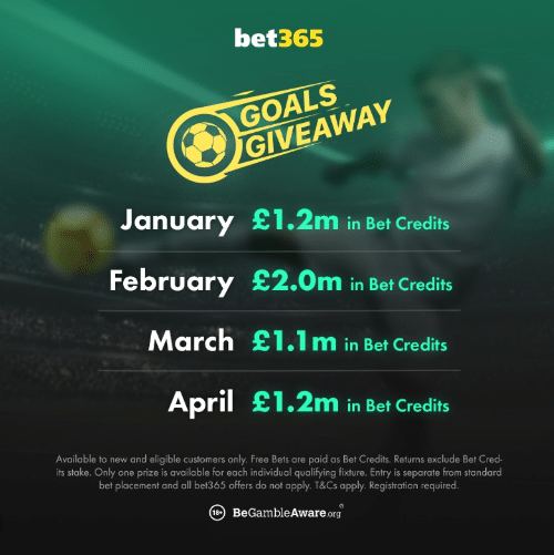 Bet365 goals giveaway promotion