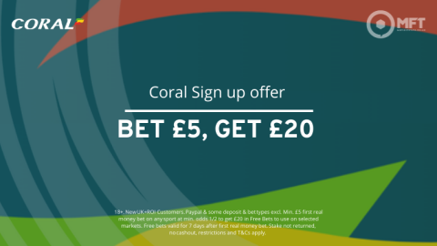 Coral sign up offer: Bet £10 Get £40 in Dec 2024