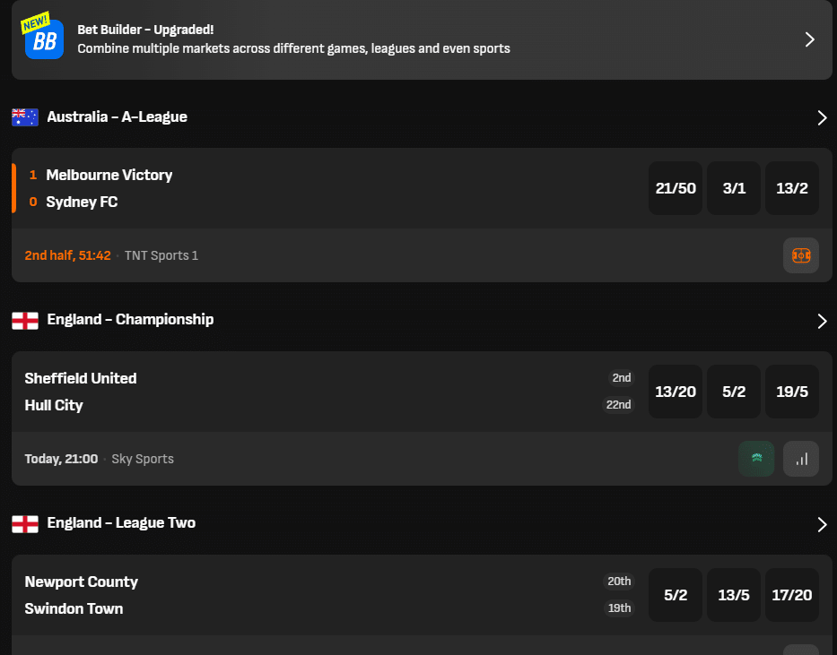 livescore bet football betting markets