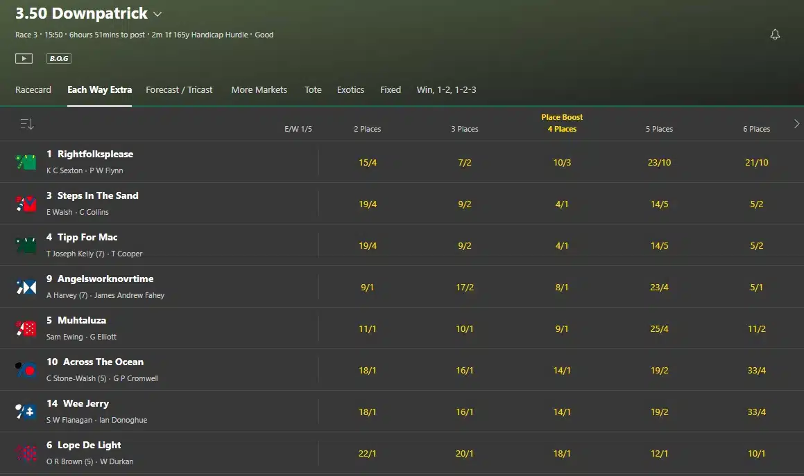 Bet365 each way feature