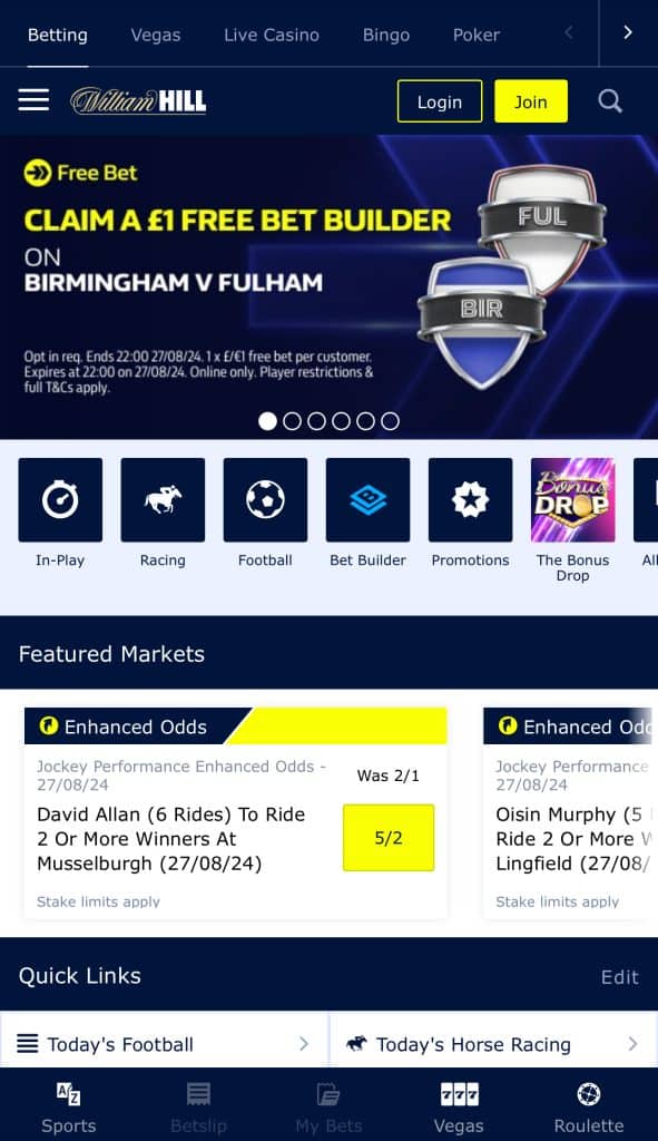 william hill free bet