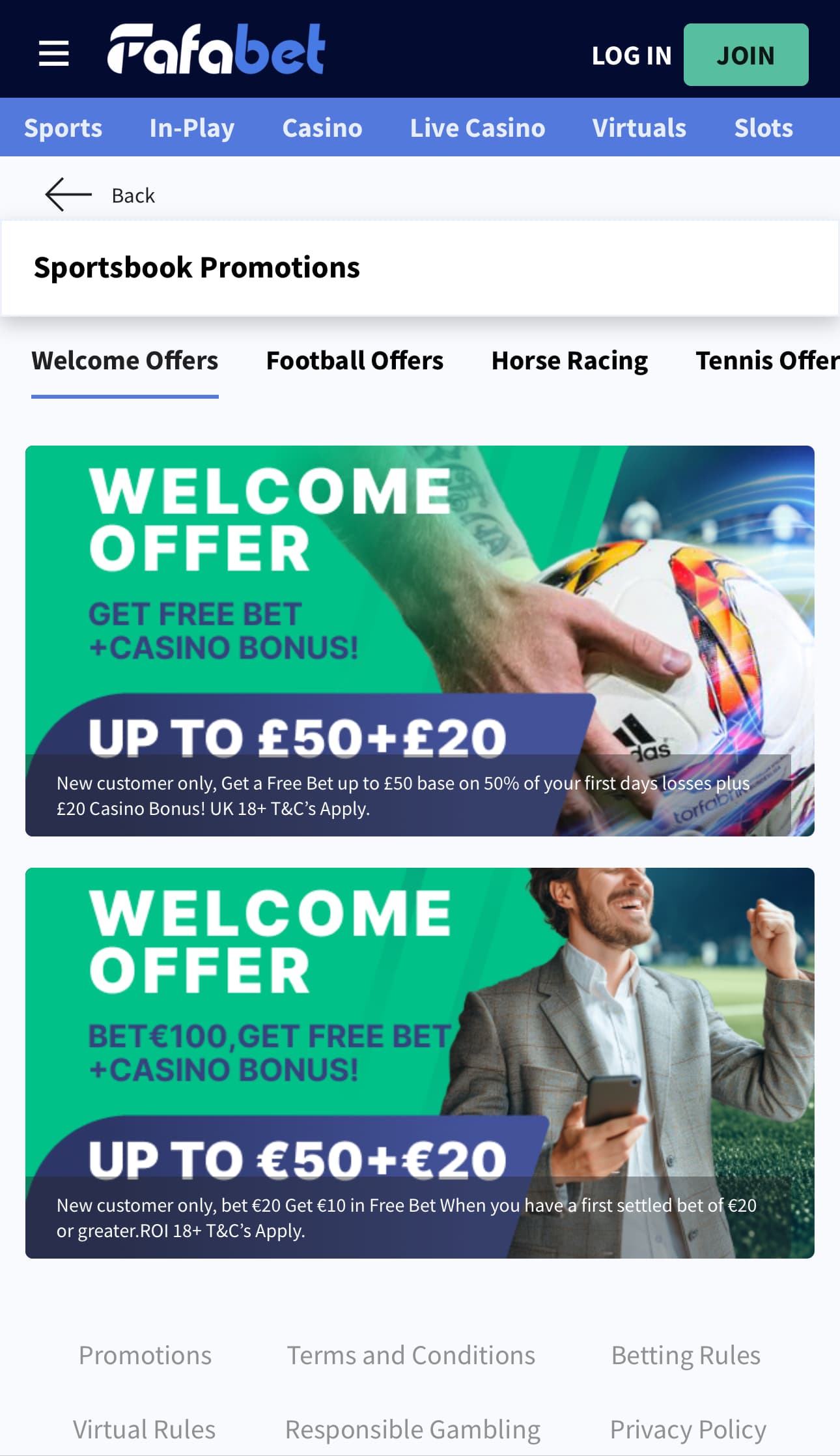 Fafabet welcome offer