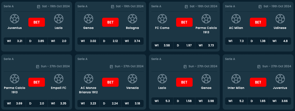 Image of MogoBet's football betting market.