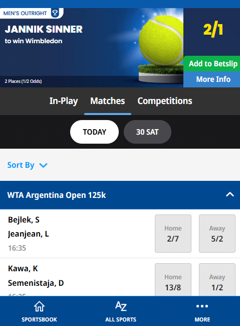 betfred for tennis betting