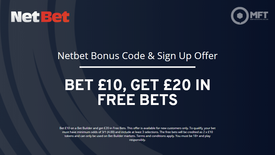 NetBet Bonus Code MAXNET: Bet £10, Get £20 in Free Bets (2025)