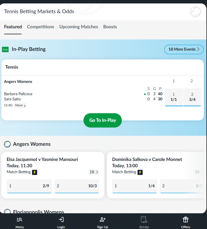 BetVictor tennis betting