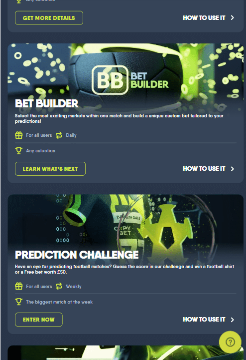 bet builder and other features at copybet