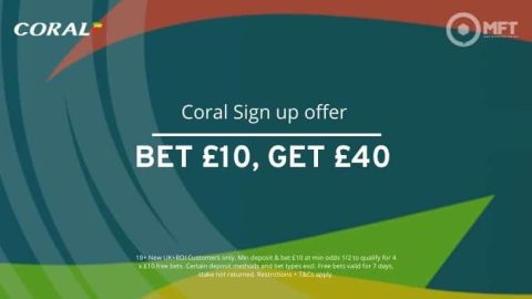 Coral sign up offer: Bet £10 Get £40 in Jan 2025