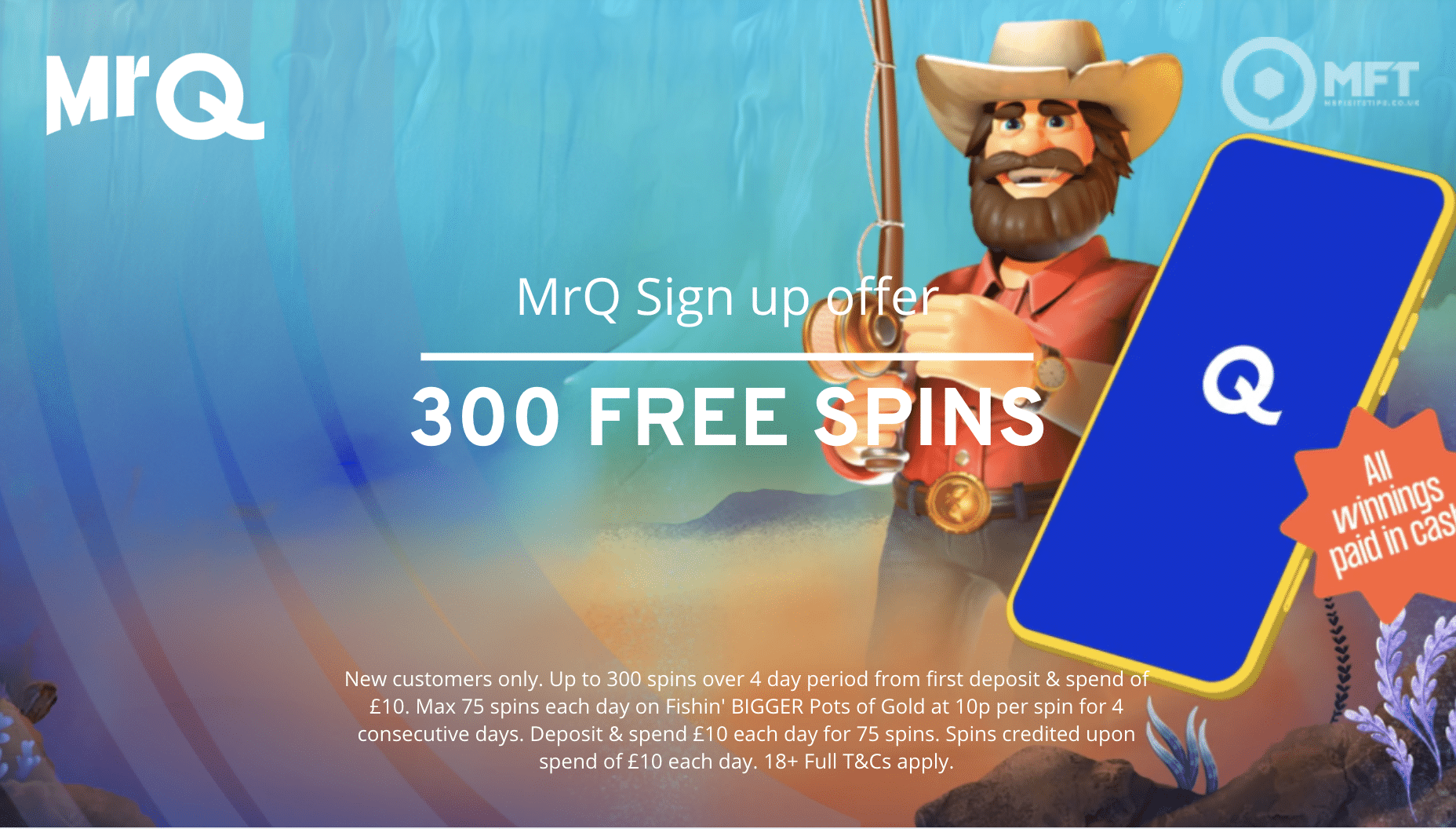 MrQ sign up offer | Claim 300 free spins (January 2026)