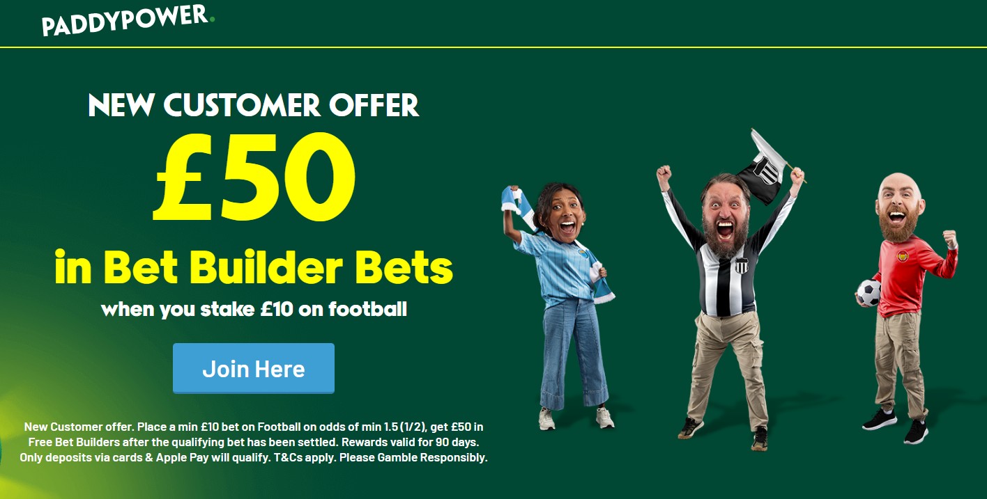 Paddy Power welcome offer: Bet £10 Get £50 in Premier League free bets