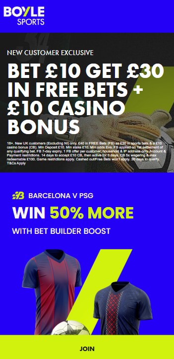 Boylesports champions league free bets offer
