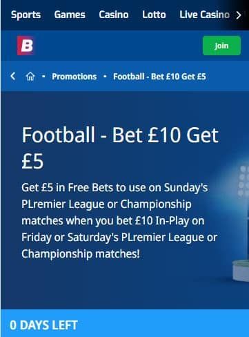 Betfred EPL EFL offer