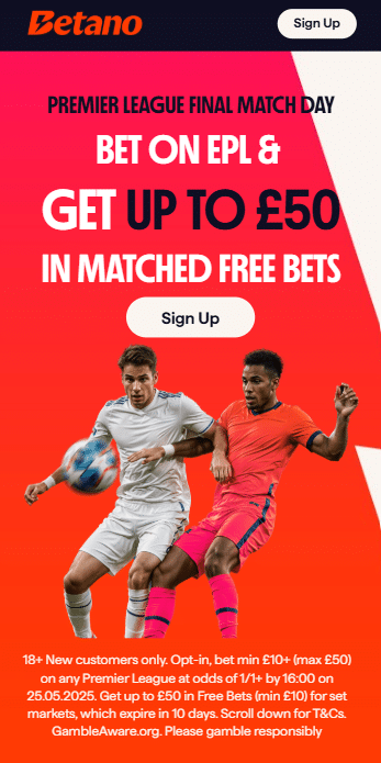 betano epl matchday 38 offer