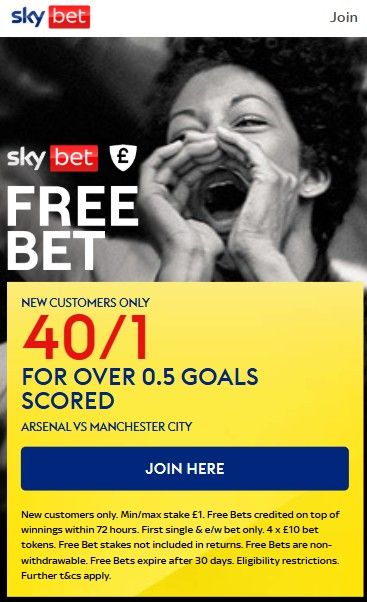 sky bet arsenal vs man city offer