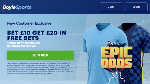 Boylesports Epic Odds Offer: Get 2/1 Man City or 6/1 Chelsea + £20 in Free Bets