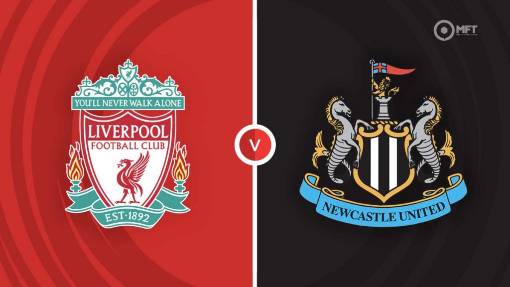 The image shows the logos of Liverpool and Newcastle United football clubs, with the text 'Liverpool vs Newcastle United 1996 Premier League' in the centre.