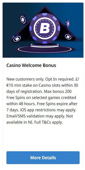 Betfred casino welcome bonus