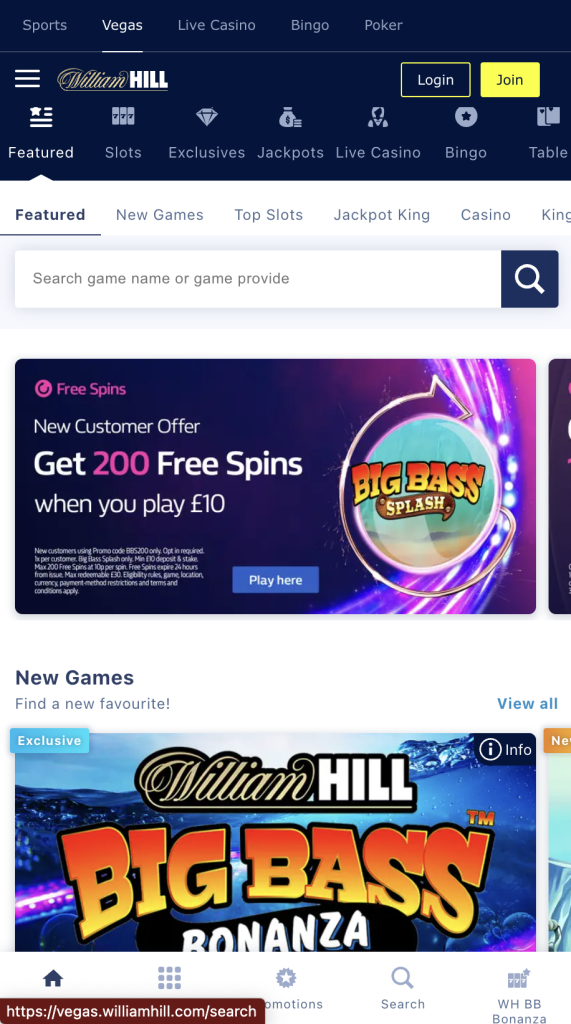 William Hill Vegas sign-up offer