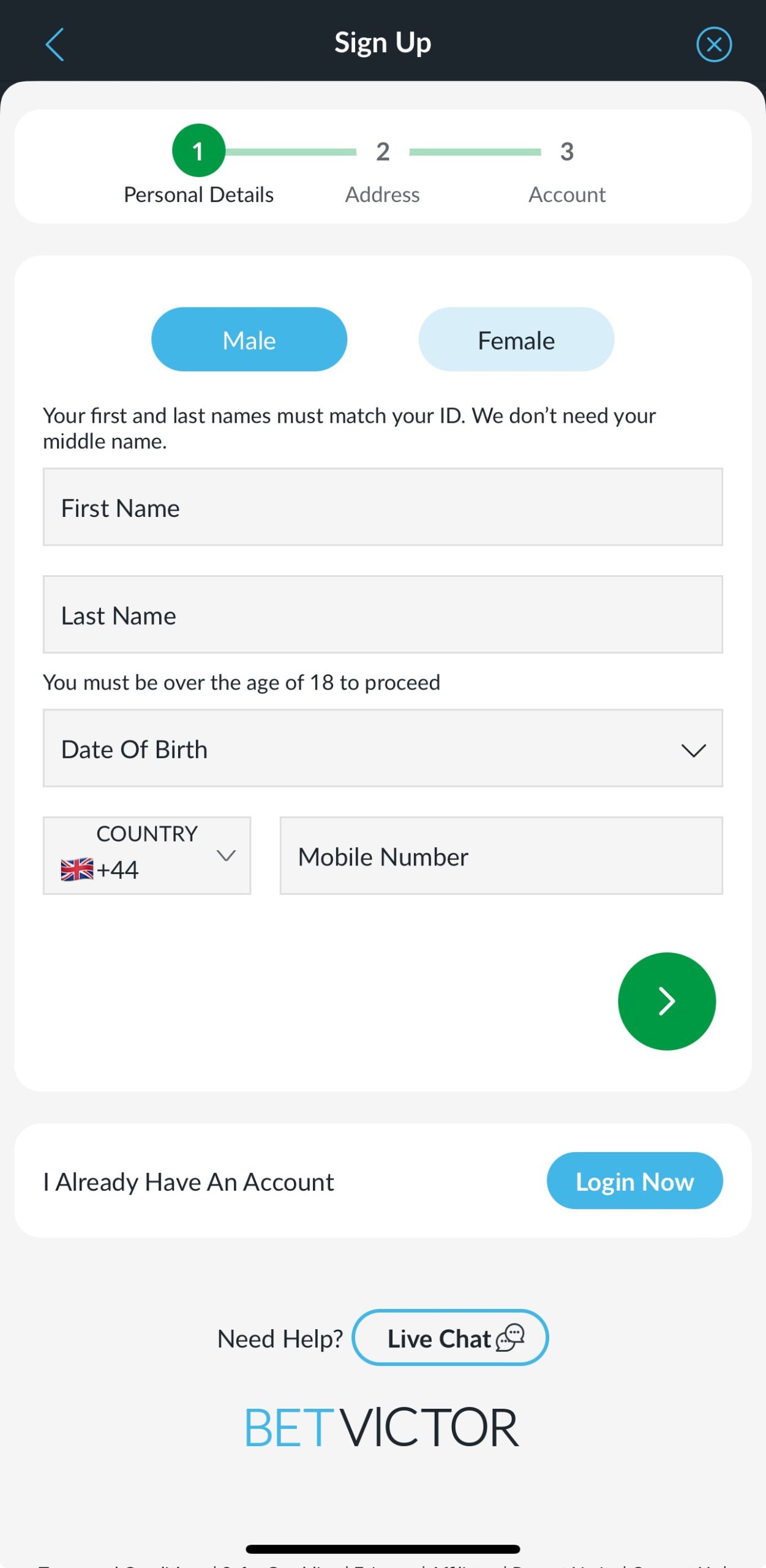 how to create an account with betvictor uk on mobile