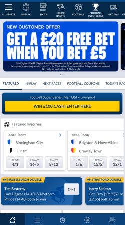 Coral £20 free bet