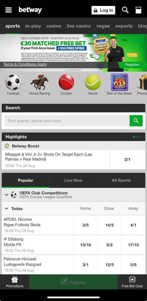 betway free bet