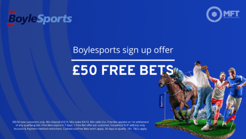 Boylesports sign up offer: Get £50 for free bets & casino spins