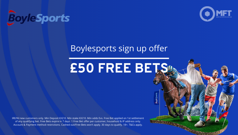 Boylesports sign up offer - get 50 in free bets UK