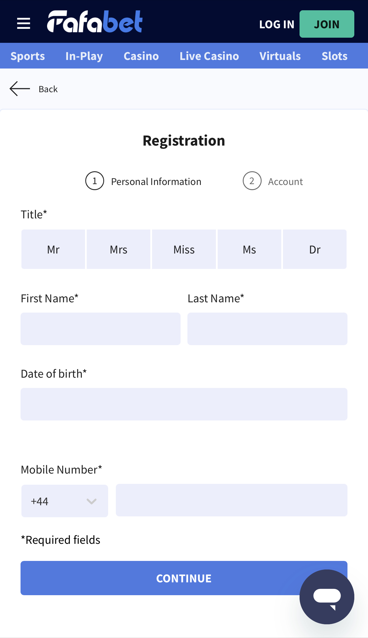 Fafabet registration