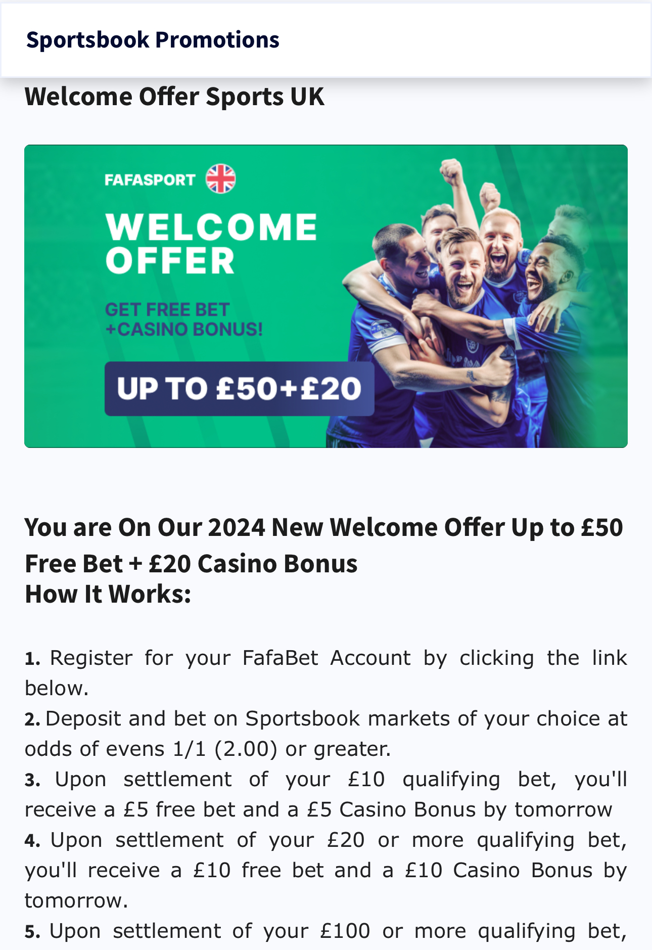 Fafabet welcome offer