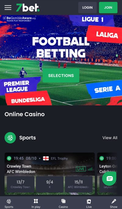 Image of the football betting market at 7Bet.