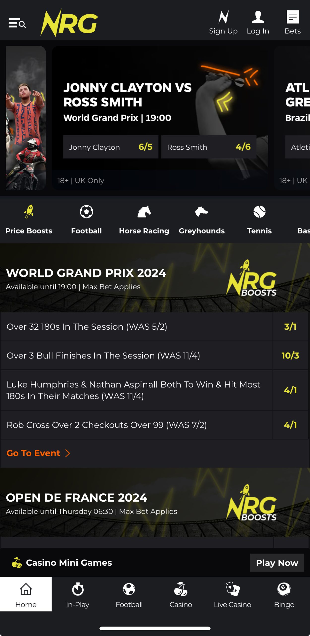 NRG Bet Price Boost promotions