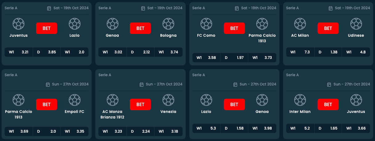 Image of MogoBet's football betting market.